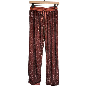 Sequin Track Pants - Shimmering Red